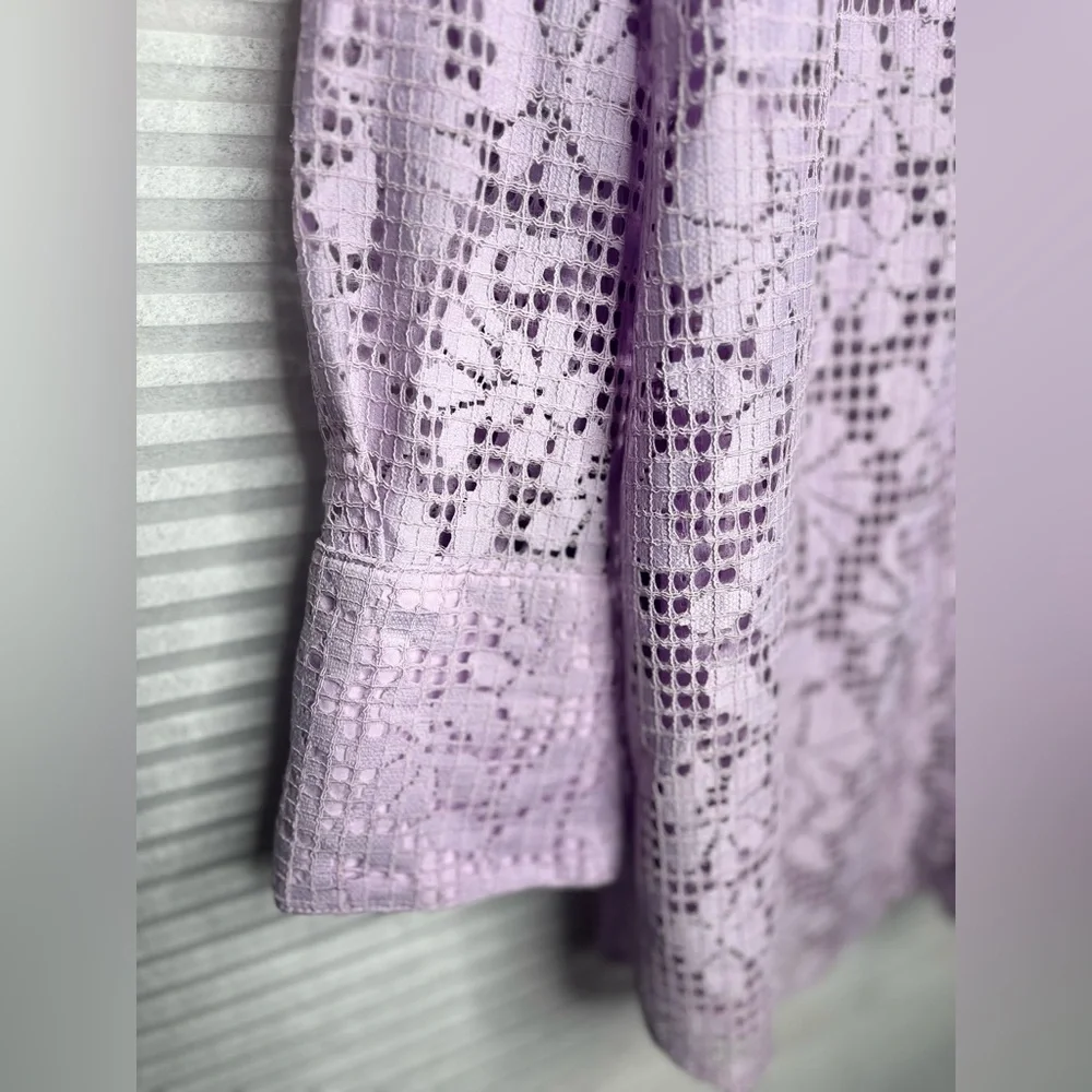 FREE PEOPLE in your dreams lace button down lavender XL oversized lace bohemian